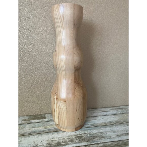 “Vintage Handcrafted Wooden 13" Candlestick Holder – Signed by Harry Stewart” - Picture 9 of 11